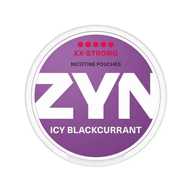 ZYN Icy Blackcurrant 12.5mg nicotine pouches can, previous-generation berry and menthol slim pouches