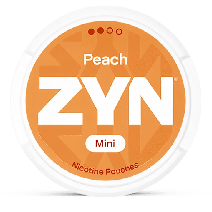 ZYN Peach nicotine pouches can, tobacco-free 3mg mini dry soft sweet peach pouches