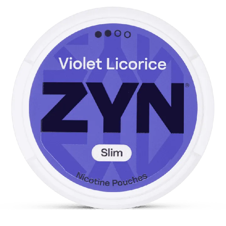 ZYN Violet Licorice nicotine pouches can, tobacco-free slim licorice violet salmiak pouches